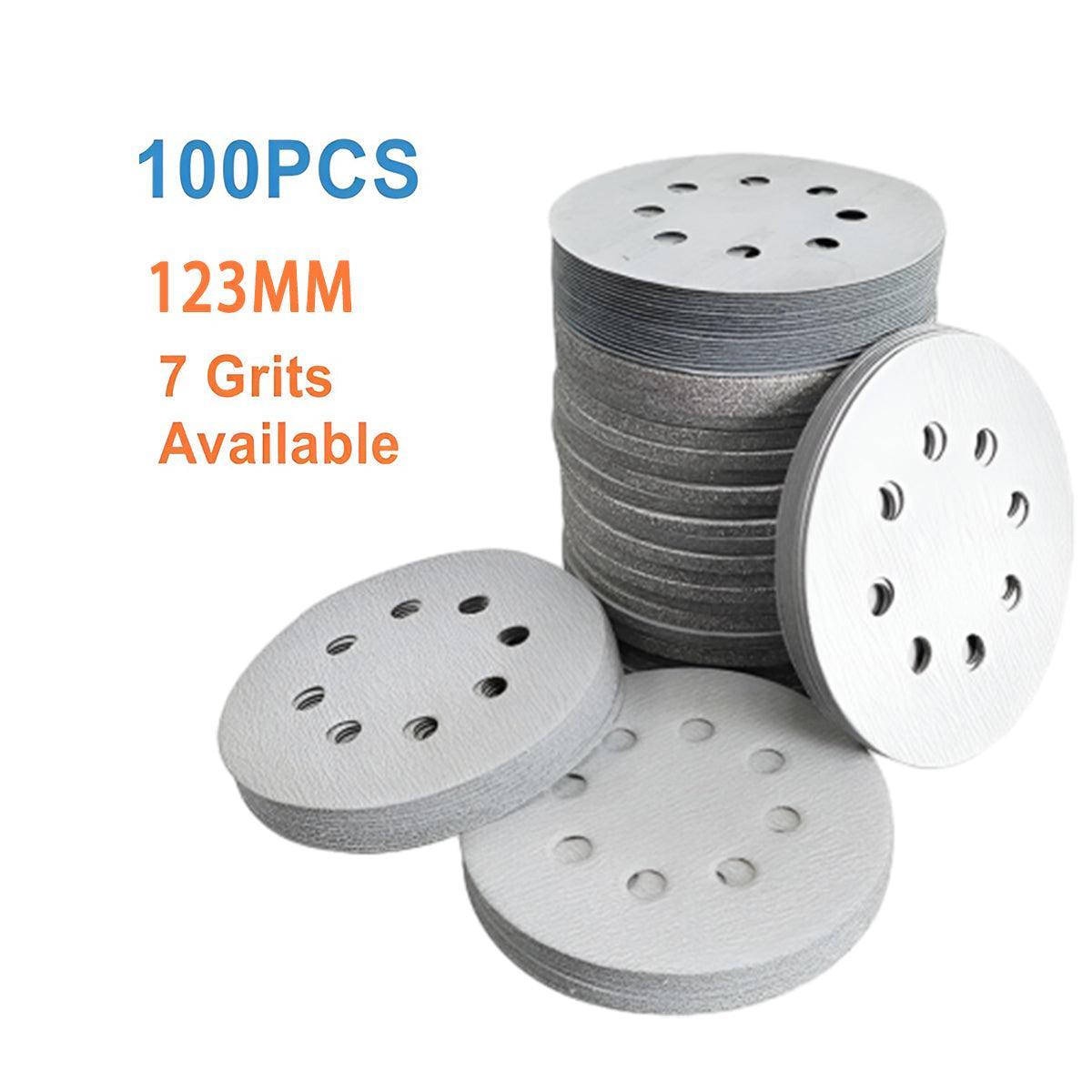 100x 123mm 6/8-Hole Sanding Discs Hook Loop Orbital Sander Pads 80 120 240 Grit - 180 Grits（6-Hole）