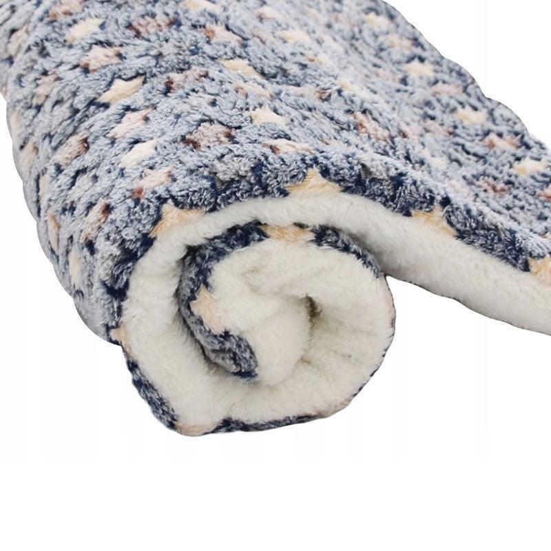 L Size Puppy Dog Cat Cushion Mattress Blanket Bed Soft Warm Pad Winter Kennel House - Blue Whitestar