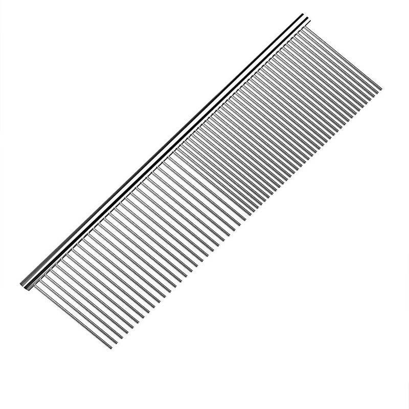 Stainless Steel Teeth Metal Comb Brush Pet Cat Dog Hair Grooming Trimmer Round - M:19*3.5CM