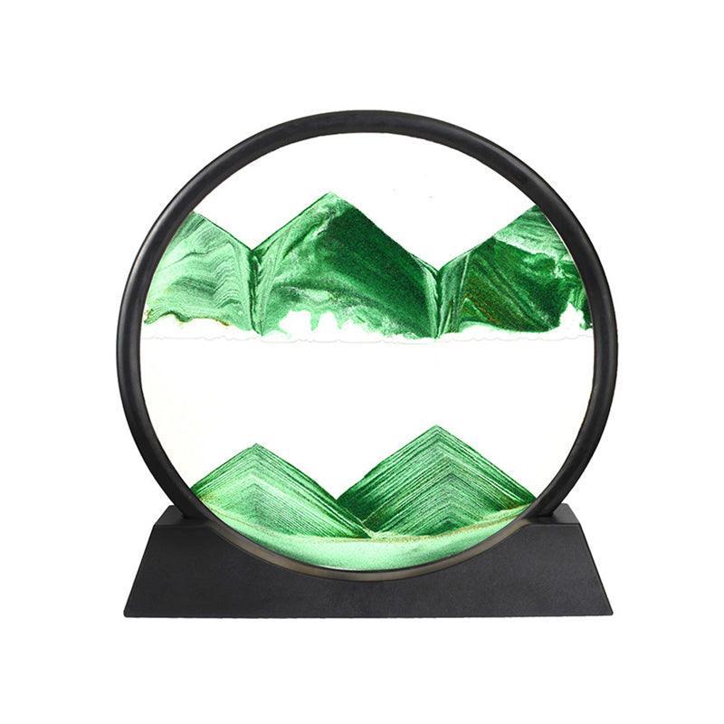 Moving Sand Art Picture Round Glass Quicksand Painting 3D Deep Sea Sandscape Au - Blue