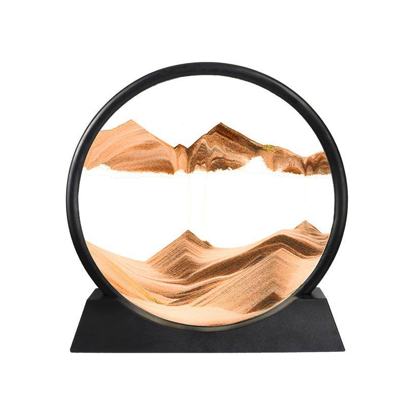 Moving Sand Art Picture Round Glass Quicksand Painting 3D Deep Sea Sandscape Au - Blue