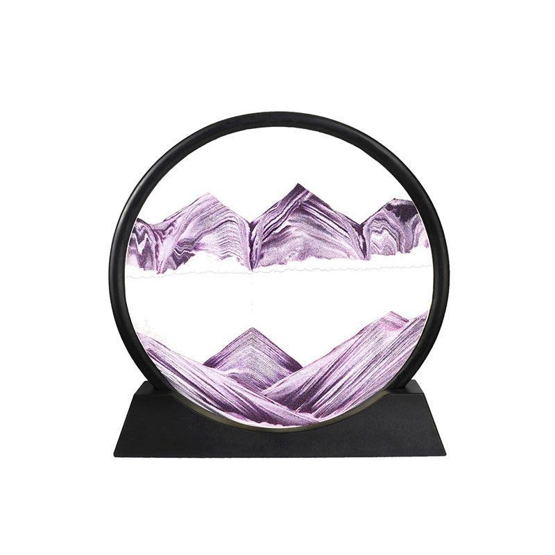 Moving Sand Art Picture Round Glass Quicksand Painting 3D Deep Sea Sandscape Au - Blue