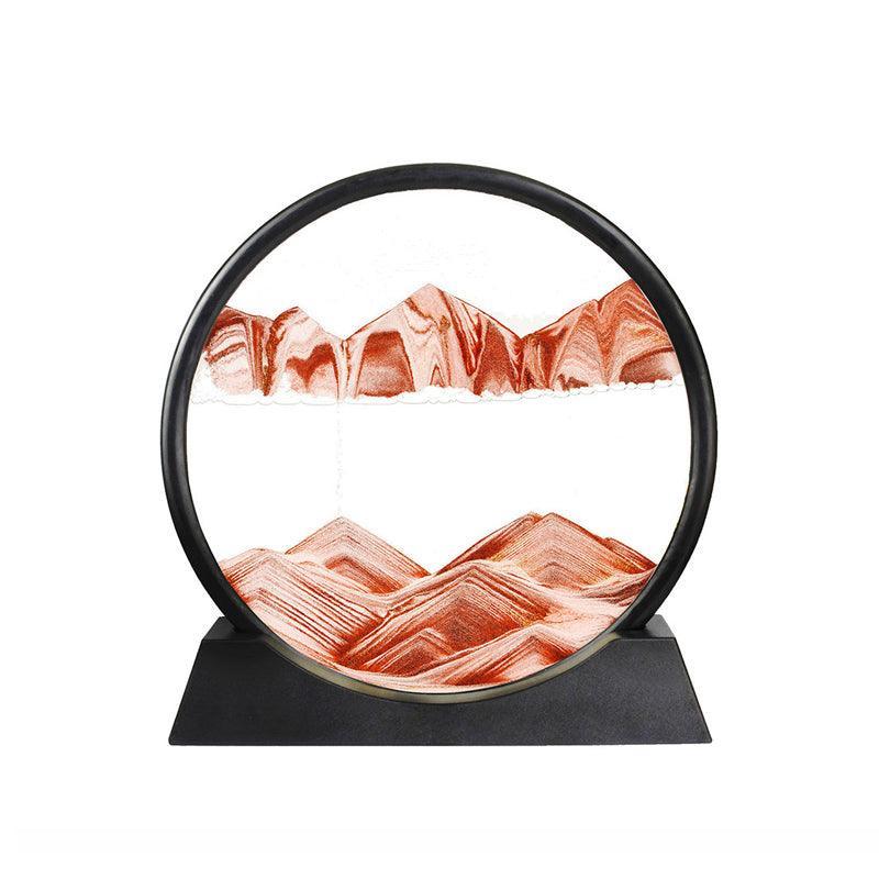 Moving Sand Art Picture Round Glass Quicksand Painting 3D Deep Sea Sandscape Au - Blue