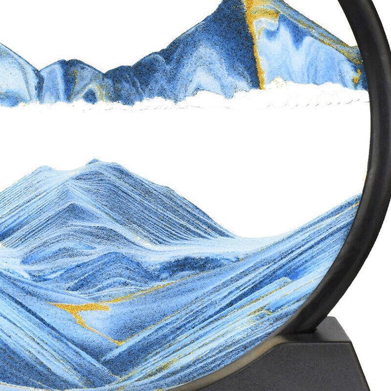 Moving Sand Art Picture Round Glass Quicksand Painting 3D Deep Sea Sandscape Au - Red