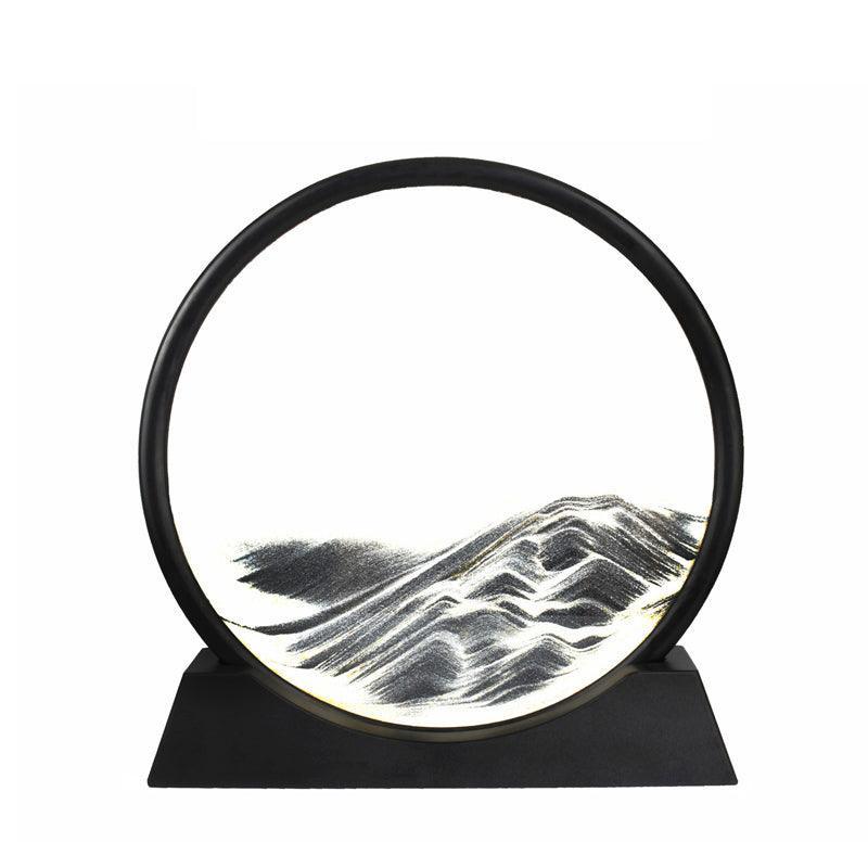 Moving Sand Art Picture Round Glass Quicksand Painting 3D Deep Sea Sandscape Au - Red