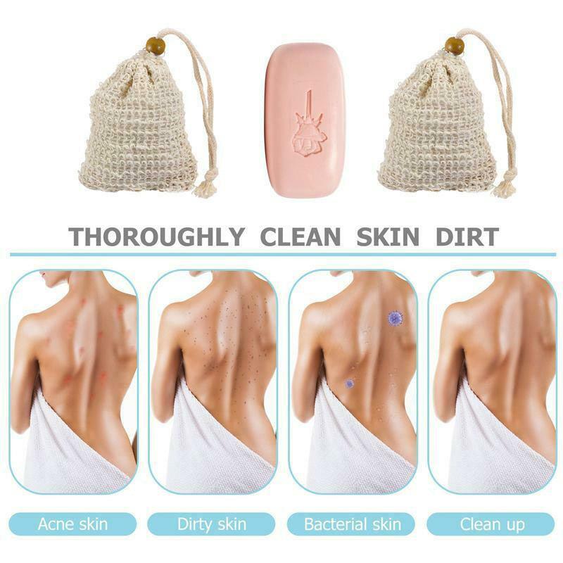 Flax Soap Saver Bag with Foaming Mesh and Drawstring for Exfoliating - 1PC