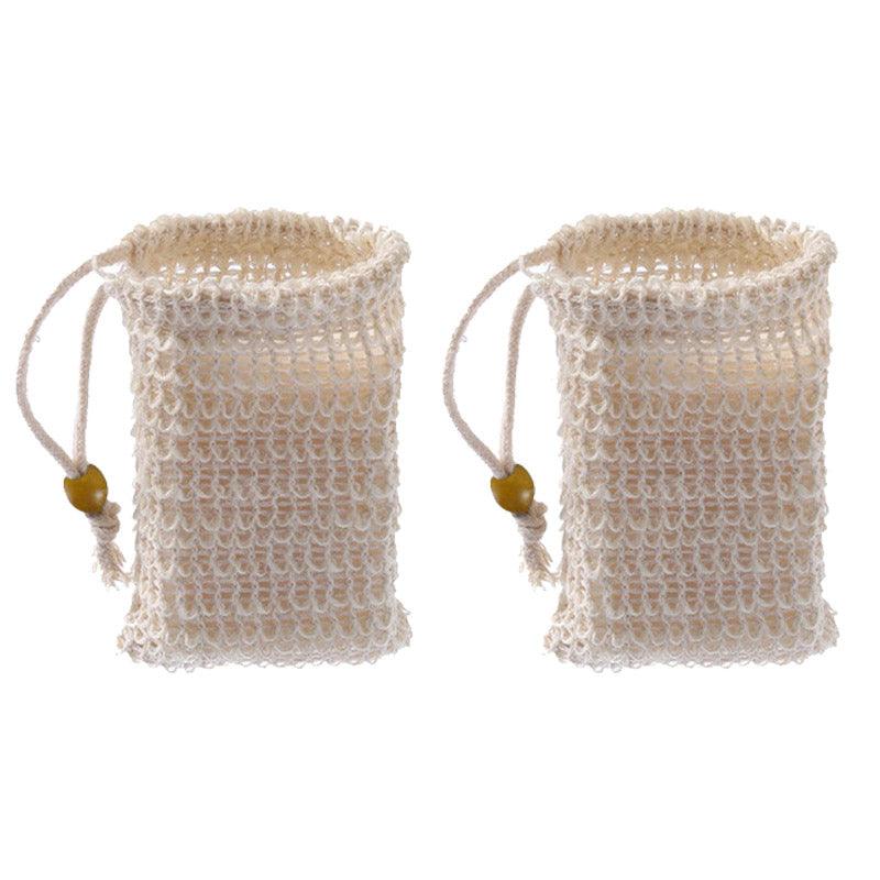 Flax Soap Saver Bag with Foaming Mesh and Drawstring for Exfoliating - 1PC