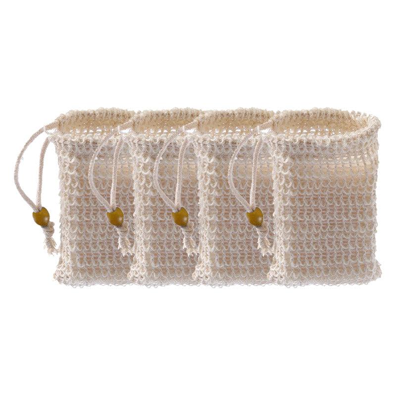 Flax Soap Saver Bag with Foaming Mesh and Drawstring for Exfoliating - 1PC