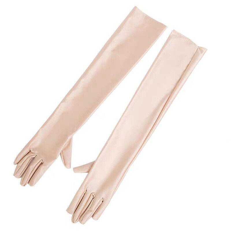 Elegant Long Satin Evening Gloves Formal Dress Accessory for Opera Prom Party Women - Black