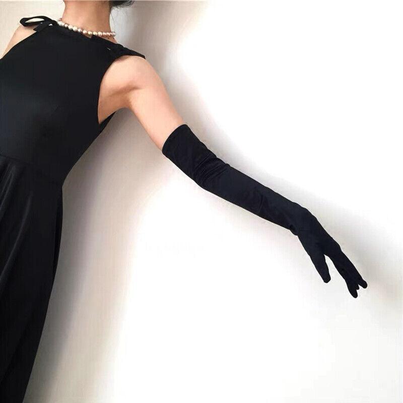Elegant Long Satin Evening Gloves Formal Dress Accessory for Opera Prom Party Women - Champagne