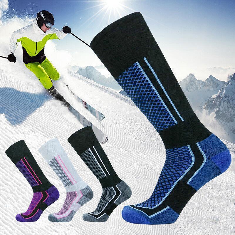 Men Women Long Warm Breathable Ski Socks Thicken Winter Sports Socks - Purple&Black(33-39)