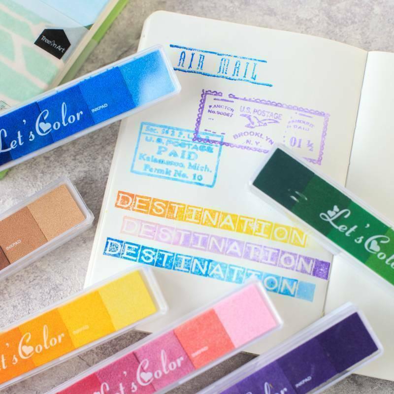 Gradient Color Ink Pad Inkpad Rubber Stamp Water Based Diy Finger Print 10 Colours - S1 Purple