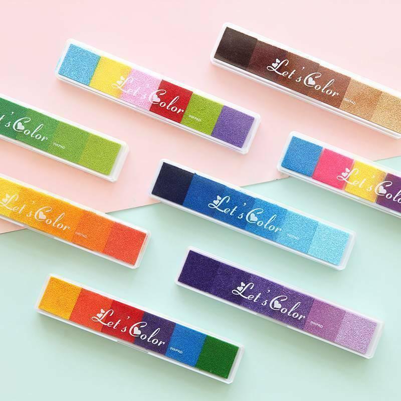 Gradient Color Ink Pad Inkpad Rubber Stamp Water Based Diy Finger Print 10 Colours - C3