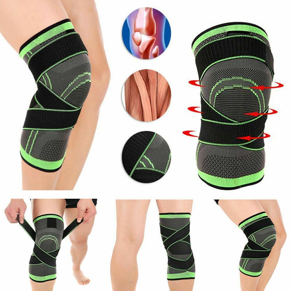 3D Weaving Knee Brace Breathable Sleeve Support Running Jogging Joint Pain Leg Black - Black-M