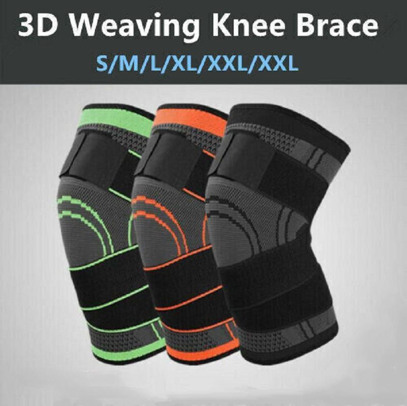 3D Weaving Knee Brace Breathable Sleeve Support Running Jogging Joint Pain Leg Black - Black-XXXL