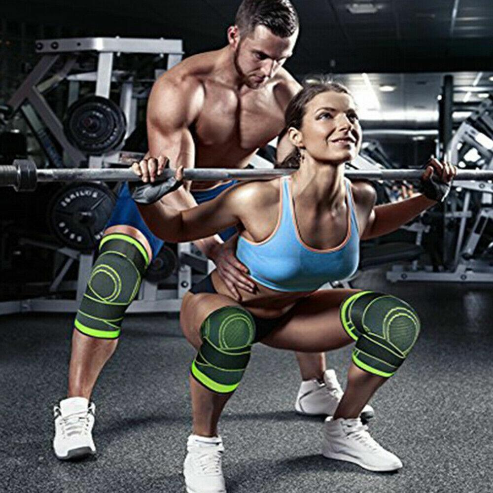 3D Weaving Knee Brace Breathable Sleeve Support Running Jogging Joint Pain Leg Green - Green-XXXL