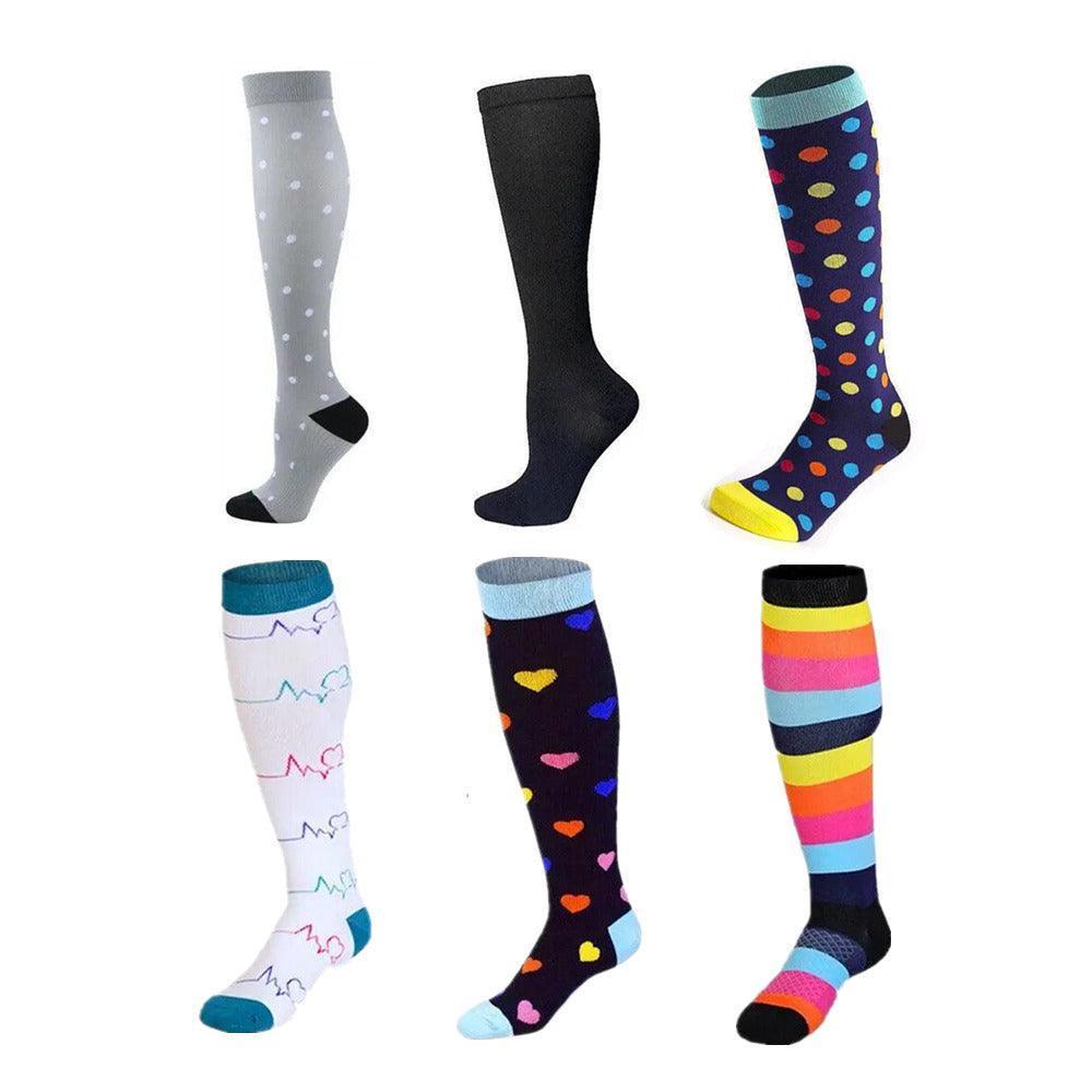 S/M Compression Socks Women Men Nursing Travel Stocking Sport Running - White ECG