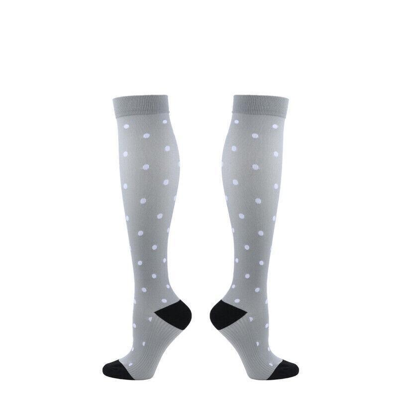 S/M Compression Socks Women Men Nursing Travel Stocking Sport Running - White ECG