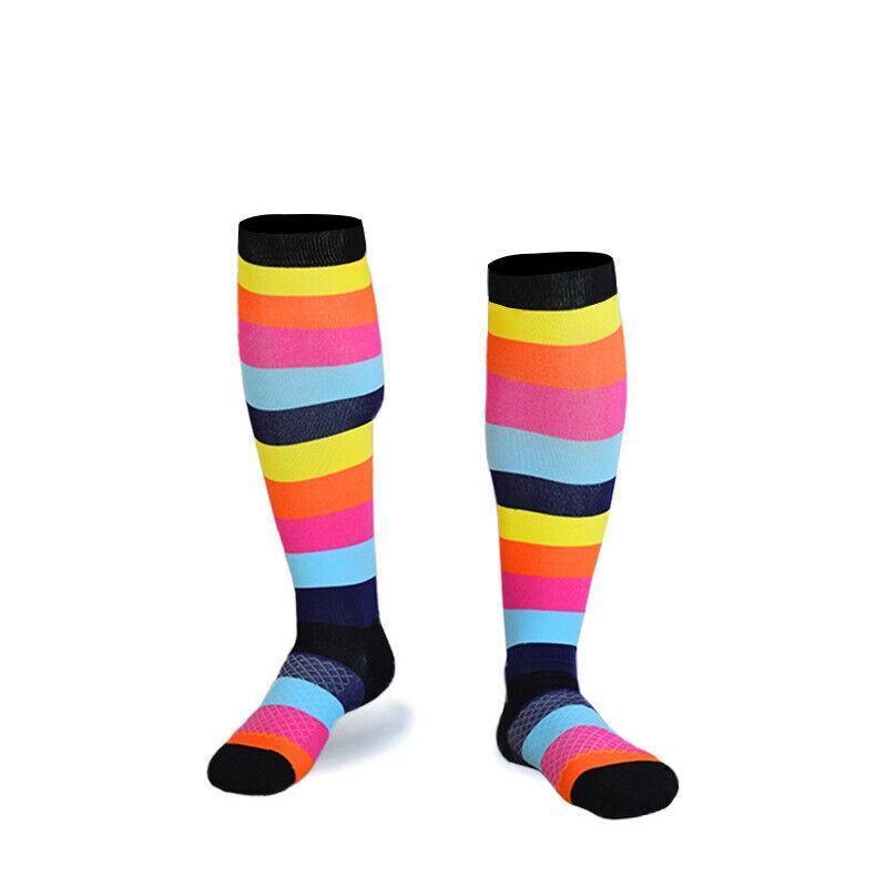 S/M Compression Socks Women Men Nursing Travel Stocking Sport Running - White ECG