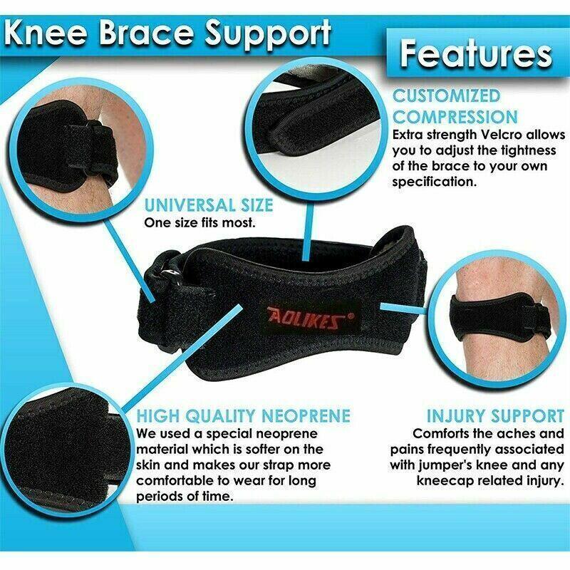 Aolikes Knee Strap Patella Jumper Gel Runner Tennis Sports Brace Support - Blue