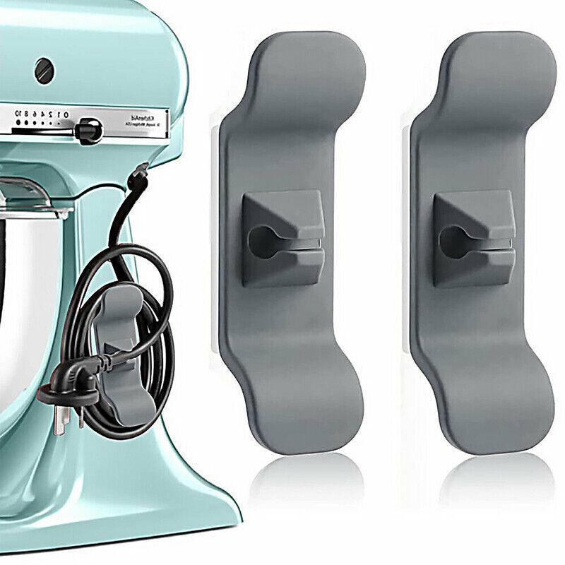 Cord Organizer Wrap Holder 4pcs Kitchen Appliance Cable Winder Adhesive Clip - 2PCS White+2PCS Black