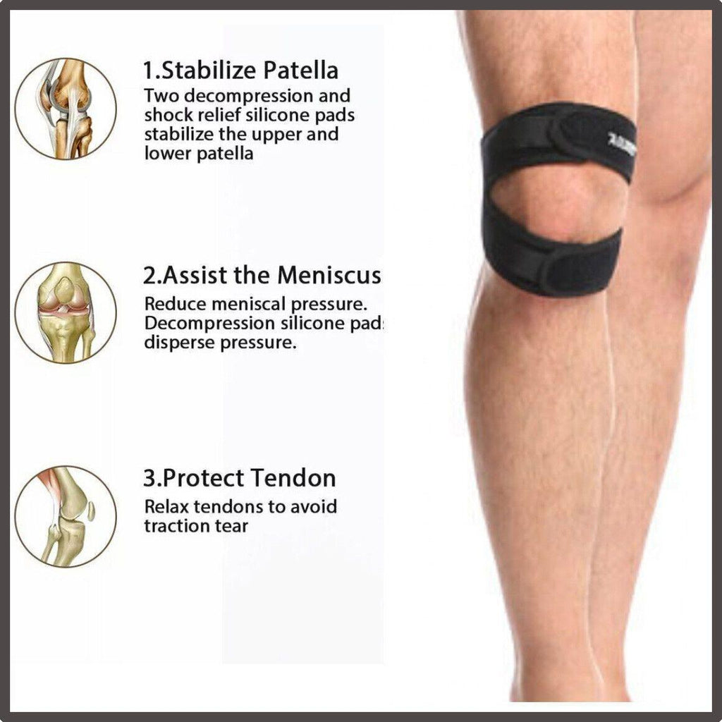 Knee Strap Running Jumper Patella Gel Support Brace Sport Protector Wrap Men - Black *1 Unit