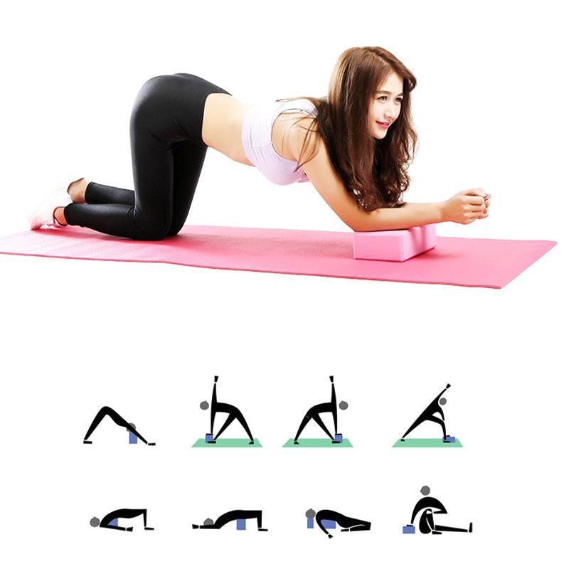 2PCS Yoga Blocks Foam Brick Fitness Exercise Stretch Gym Pilates Tool - Blue