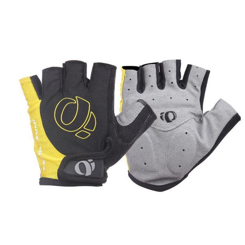 L Size Cycling Bicycle Half Finger Bike Gloves Unisex Anti Slip Padded - Yellow