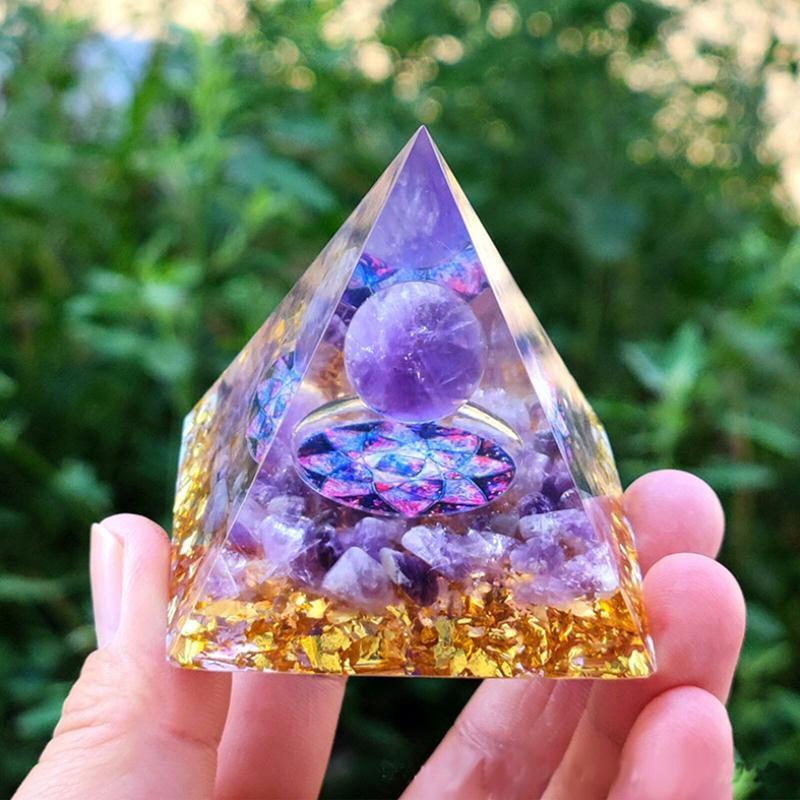 Amethyst Crystal Sphere Orgonite Pyramidamp Obsidians - Purple Tree(50mmx50mm)