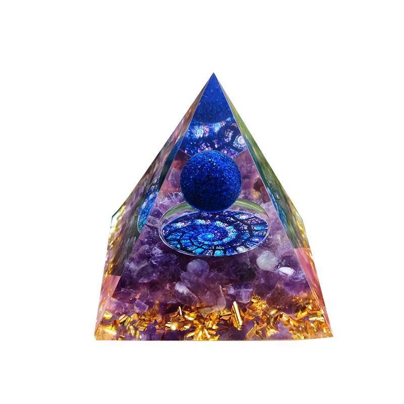 Amethyst Crystal Sphere Orgonite Pyramidamp Obsidians - Black Brown(60mmx60mm)