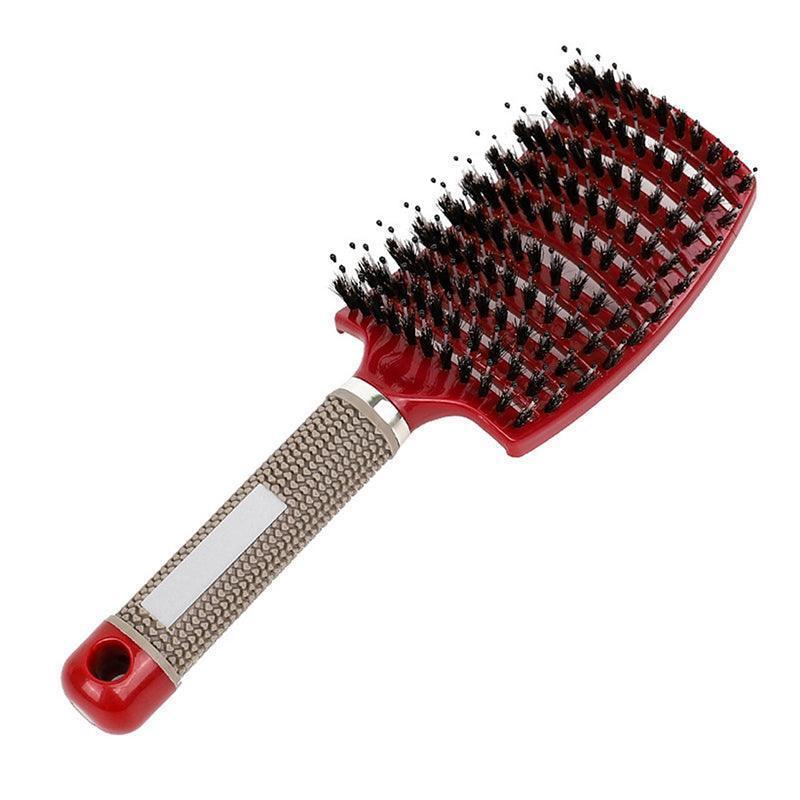 Detangle Nylon Boar Bristle Brush Hairbrush Smooth Hair Head Scalp Massage Comb - Black *1 Unit
