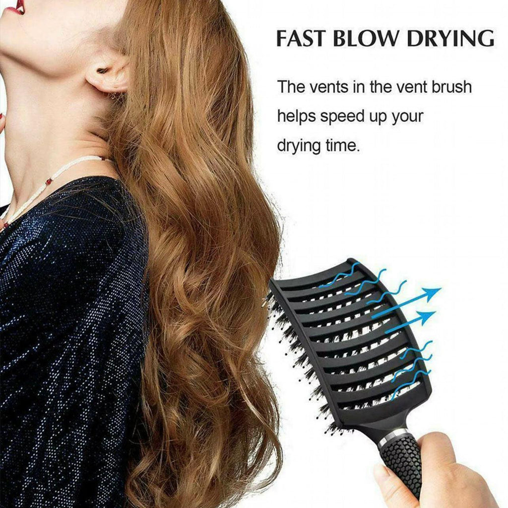 Detangle Nylon Boar Bristle Brush Hairbrush Smooth Hair Head Scalp Massage Comb - White *1 Unit