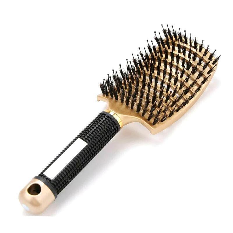 Detangle Nylon Boar Bristle Brush Hairbrush Smooth Hair Head Scalp Massage Comb - Red *1 Unit