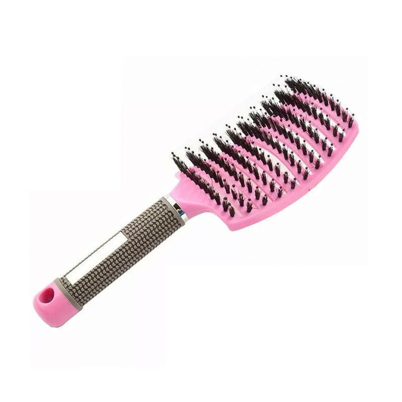 Detangle Nylon Boar Bristle Brush Hairbrush Smooth Hair Head Scalp Massage Comb - Purple *1 Unit