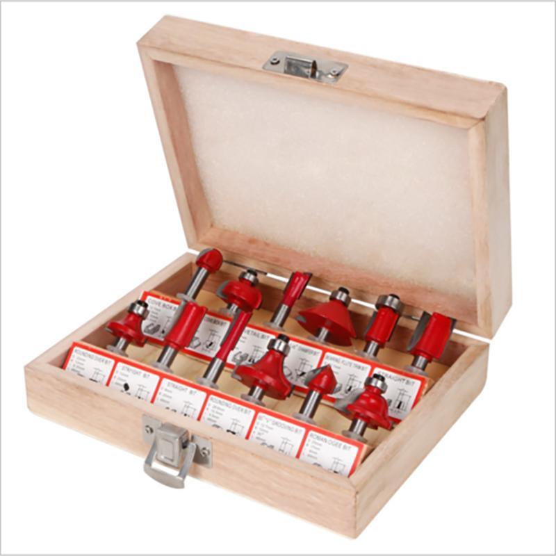 15X 1/2 1/4 inch Router Bits Set Woodworking Tool Cutter Shank Tungsten Carbide - Blue 1/4