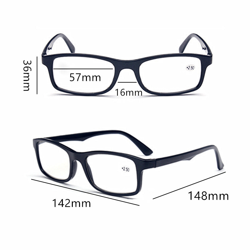 Black 6 Pairs Mens Ladies Wayfarer Frame Magnifying Reading Glasses Nerd Spectacl - +4.00 Strength