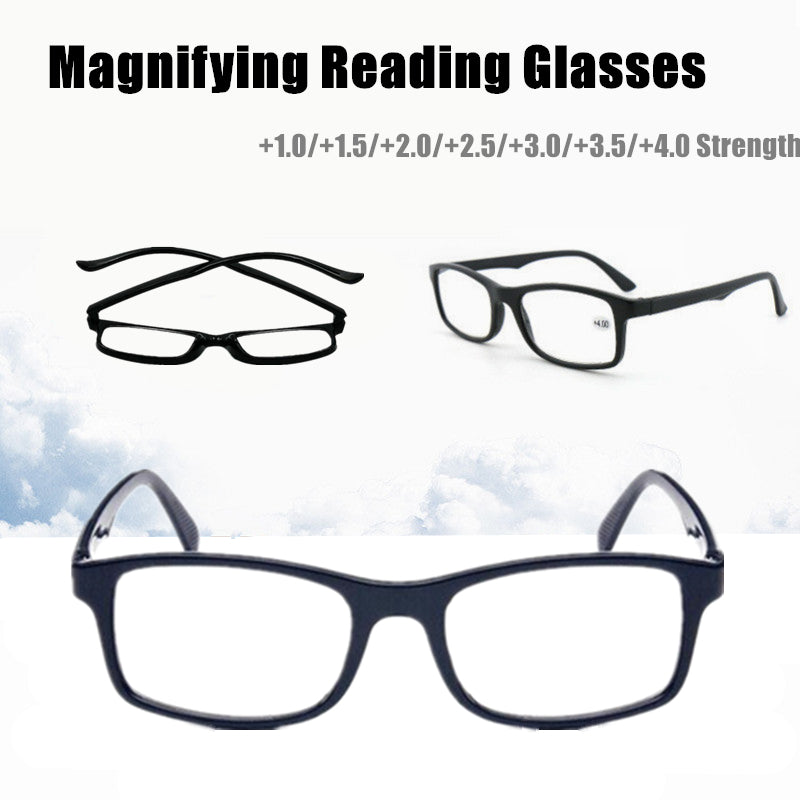 Black 6 Pairs Mens Ladies Wayfarer Frame Magnifying Reading Glasses Nerd Spectacl - +2.00 Strength