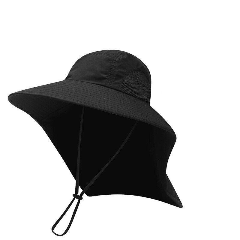 1x Neck Flap Cap Unisex Outdoor Sport Fishing Hat Sun Protection Wide Brim Cover - Navy