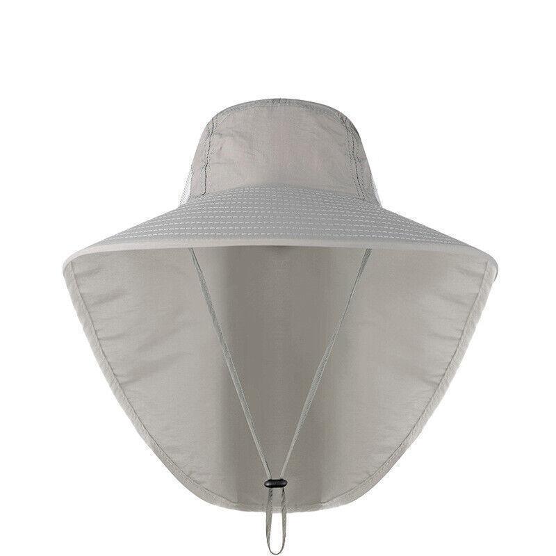 1x Neck Flap Cap Unisex Outdoor Sport Fishing Hat Sun Protection Wide Brim Cover - Khaki