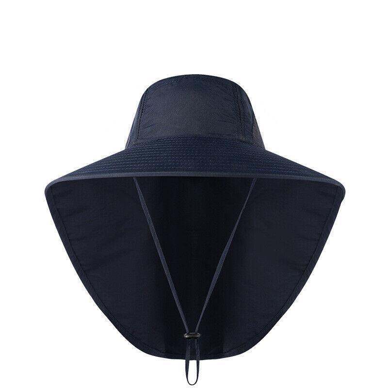1x Neck Flap Cap Unisex Outdoor Sport Fishing Hat Sun Protection Wide Brim Cover - Khaki