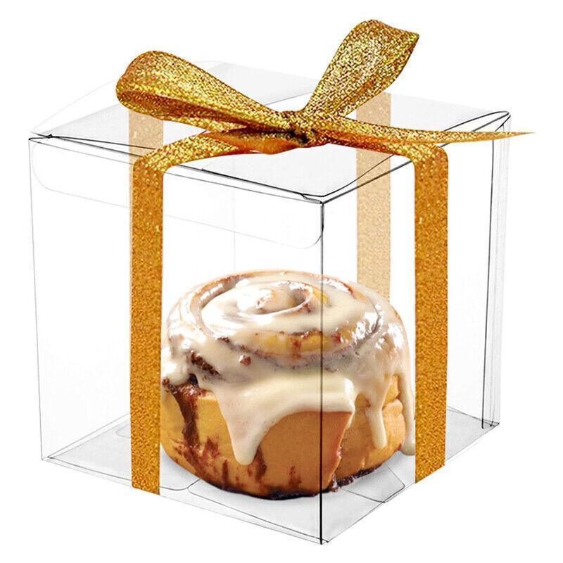50 PVC Clear Transparent Macaron Square Cube Boxes For Wedding Favour Gift Candy - 50*50*50MM