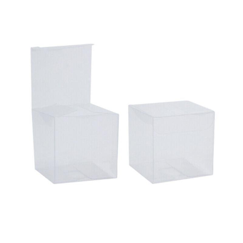 50 PVC Clear Transparent Macaron Square Cube Boxes For Wedding Favour Gift Candy - 50*50*50MM