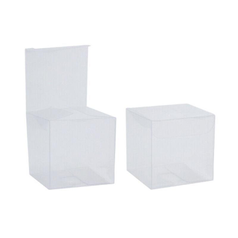 50 PVC Clear Transparent Macaron Square Cube Boxes For Wedding Favour Gift Candy - 50*50*50MM
