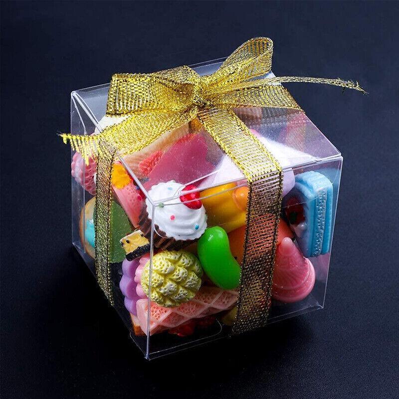50 PVC Clear Transparent Macaron Square Cube Boxes For Wedding Favour Gift Candy - 90x90x90MM