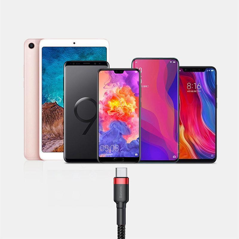 Red+Black Baseus USB to Type C Charger Cable 3A Fast Charging for Huawei - 1M 1PC