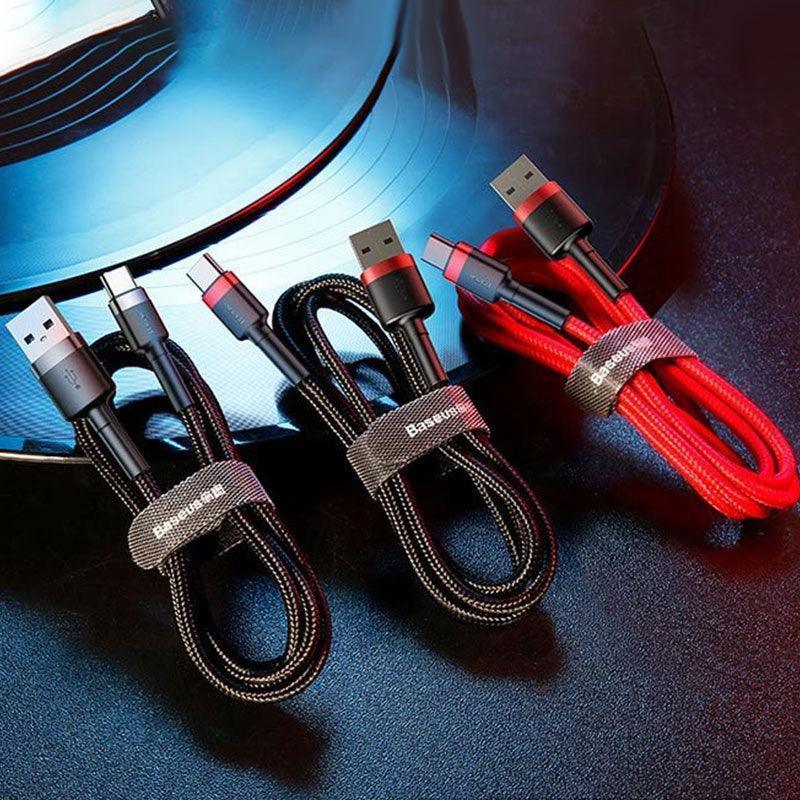 Red+Black Baseus USB to Type C Charger Cable 3A Fast Charging for Huawei - 2M 1PC