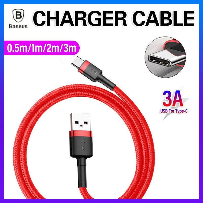 Red and Red Baseus USB To Type-C Charger Cable 3A Fast Charging For Huawei - 2M 1PC