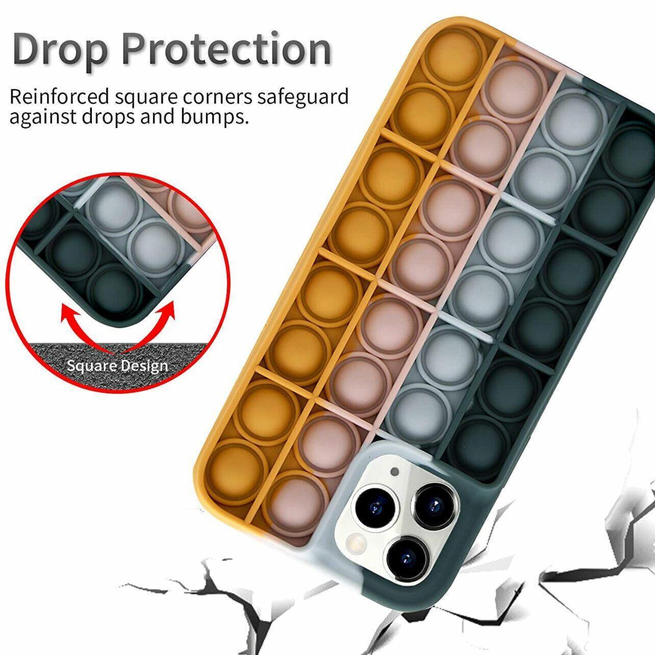 Rainbow Pop Fidget Toys Push It Bubble Phone Case For iPhone 7 8 Plus X XR 11 12 Pro Max - iPhone X/XS