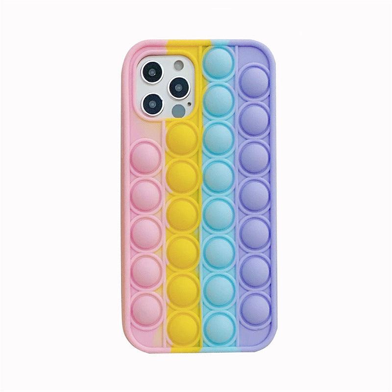 Rainbow Pop Fidget Toys Push It Bubble Phone Case For iPhone 7 8 Plus X XR 11 12 Pro Max - iPhone X/XS