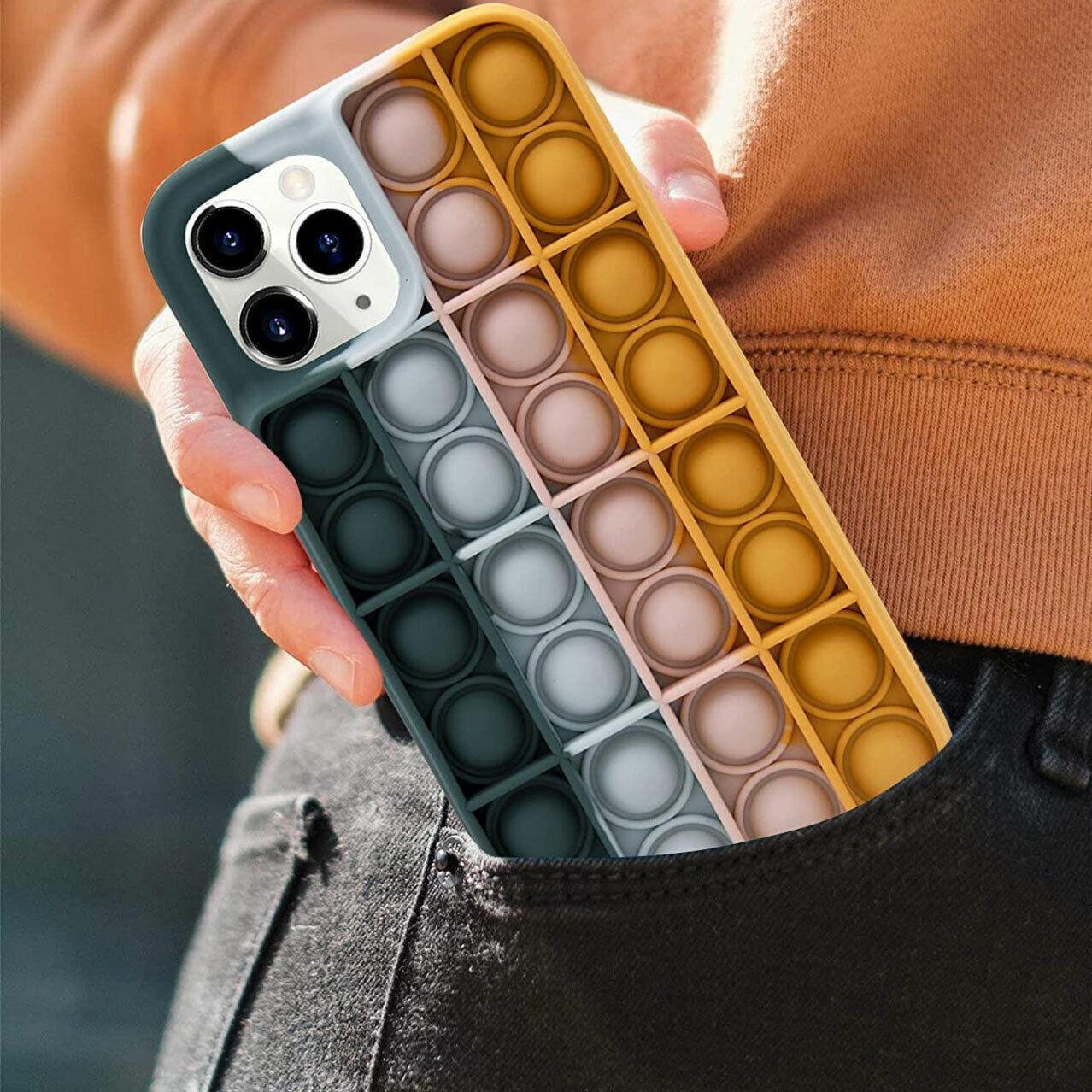 Blue-White Pop Fidget Toys Push It Bubble Phone Case For Iphone - iPhone7/8